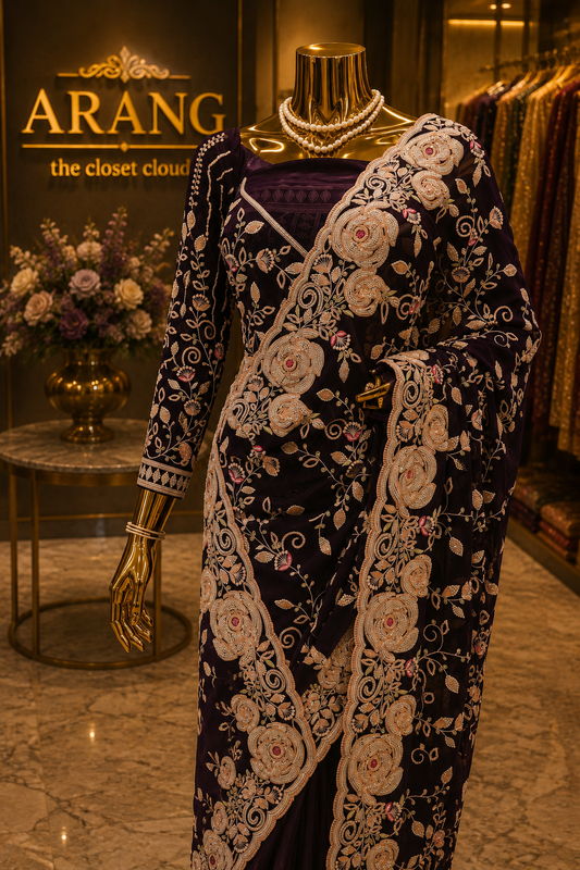 "The Russian Violet" Premium Luxury Designer Saree