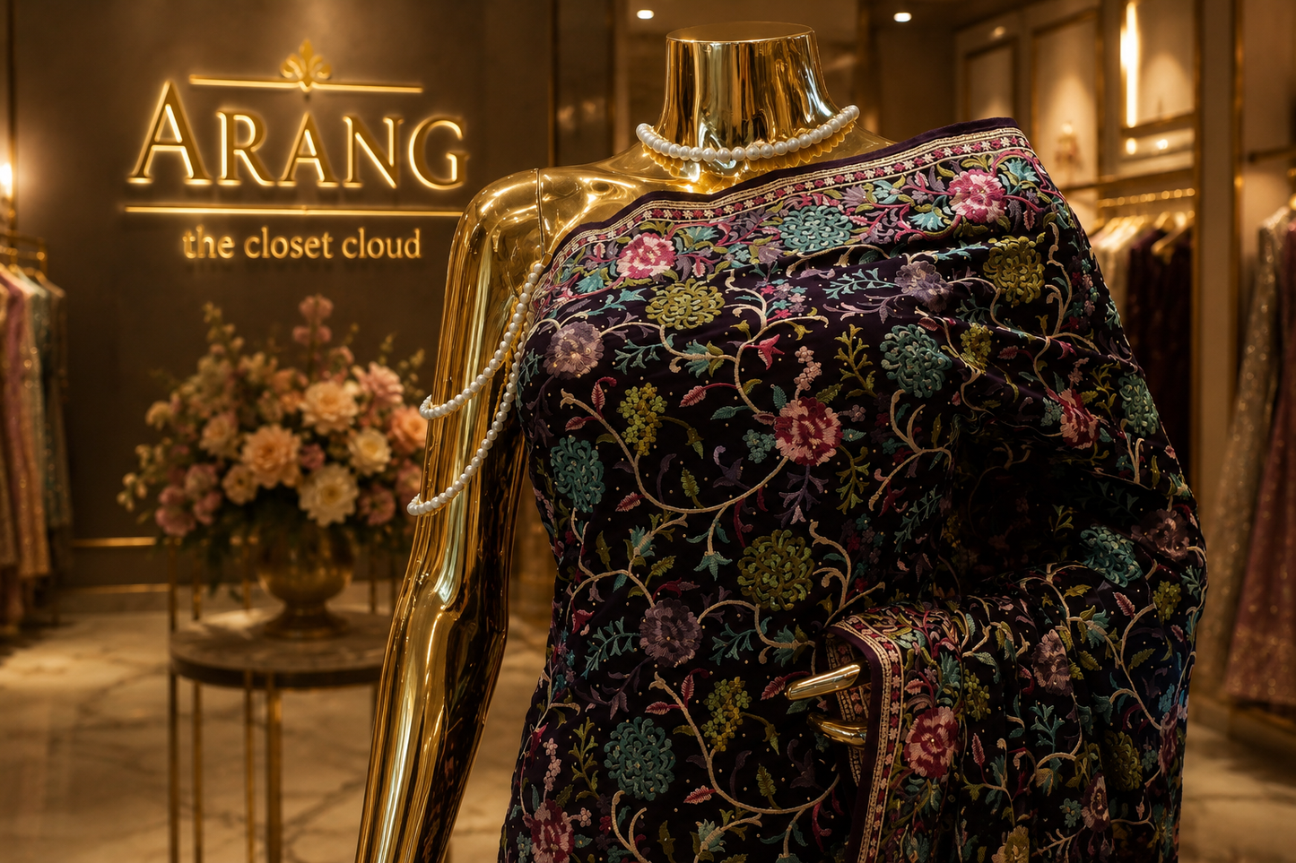 "The Wine Splash" Premium Kashmiri Parsi Gara Saree