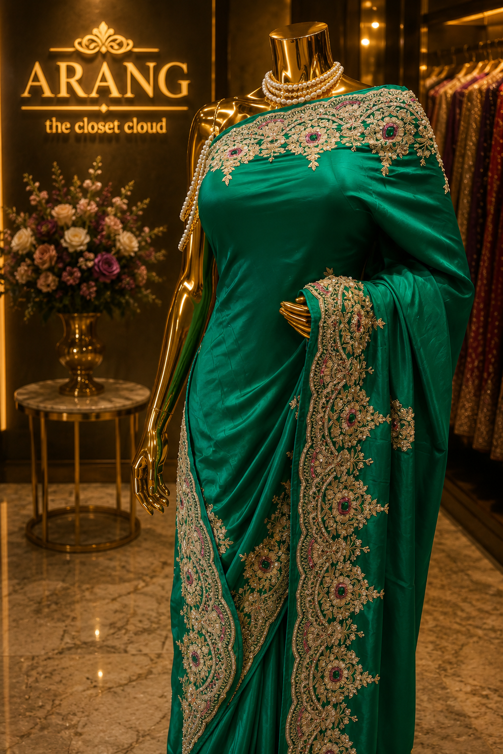 "The Persian Green" Premium Designer Handcrafted Saree