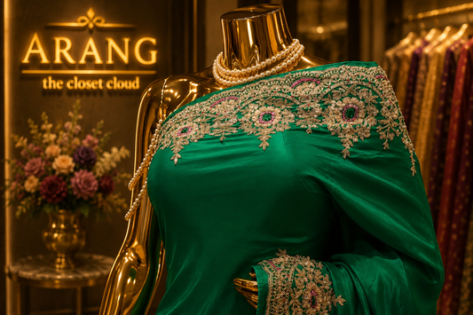 "The Persian Green" Premium Designer Handcrafted Saree