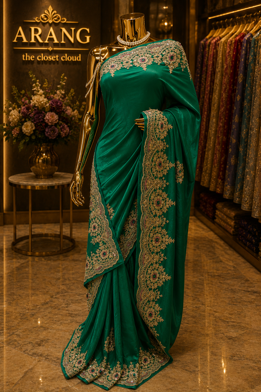 "The Persian Green" Premium Designer Handcrafted Saree