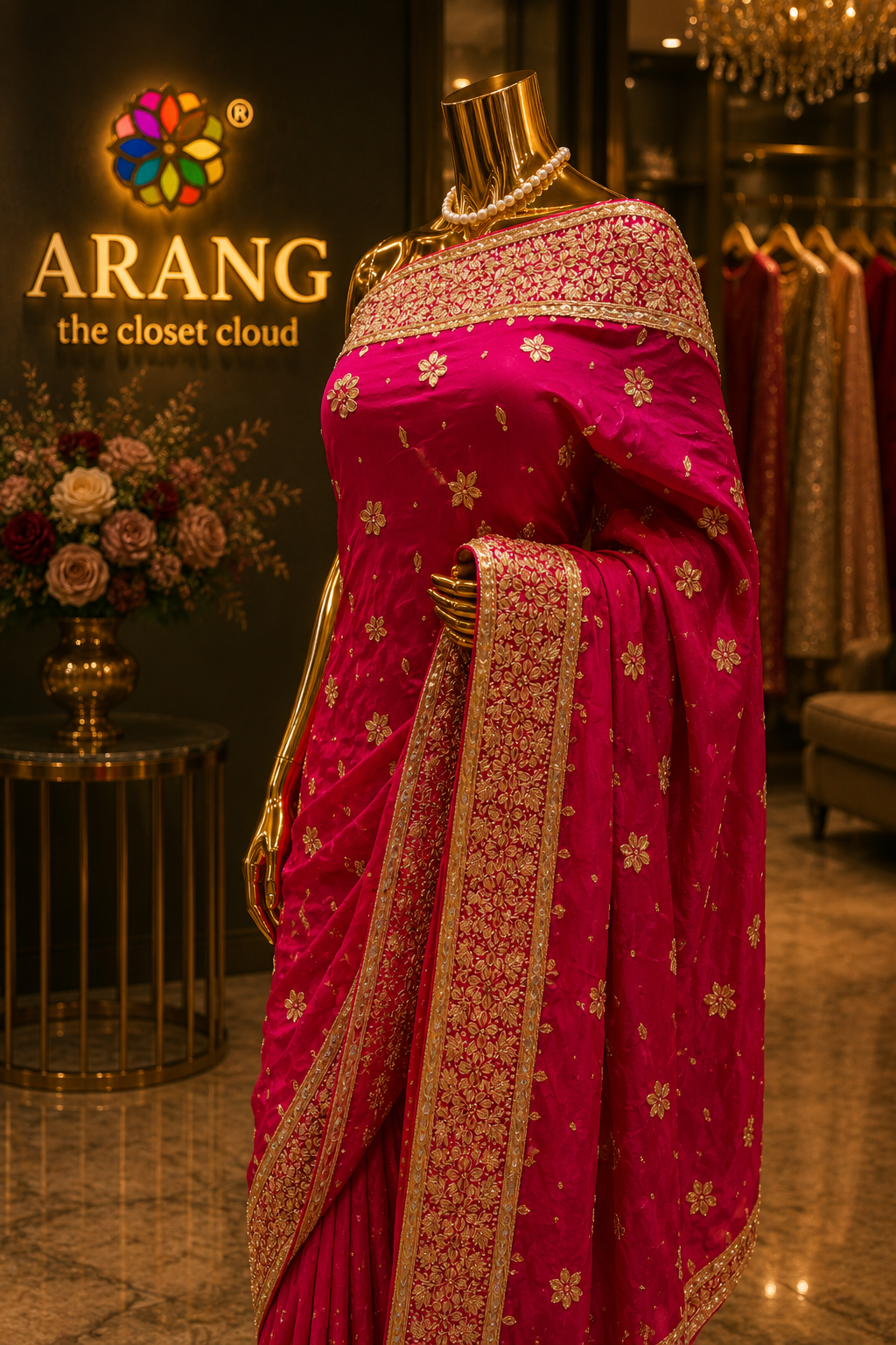 “The Fuchsia Pink" Premium Handcrafted Designer Saree