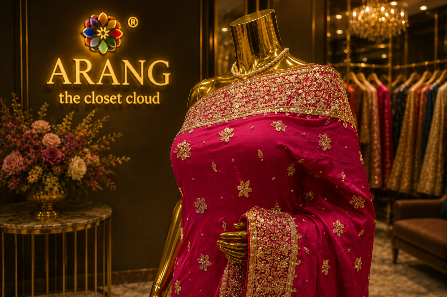 “The Fuchsia Pink" Premium Handcrafted Designer Saree