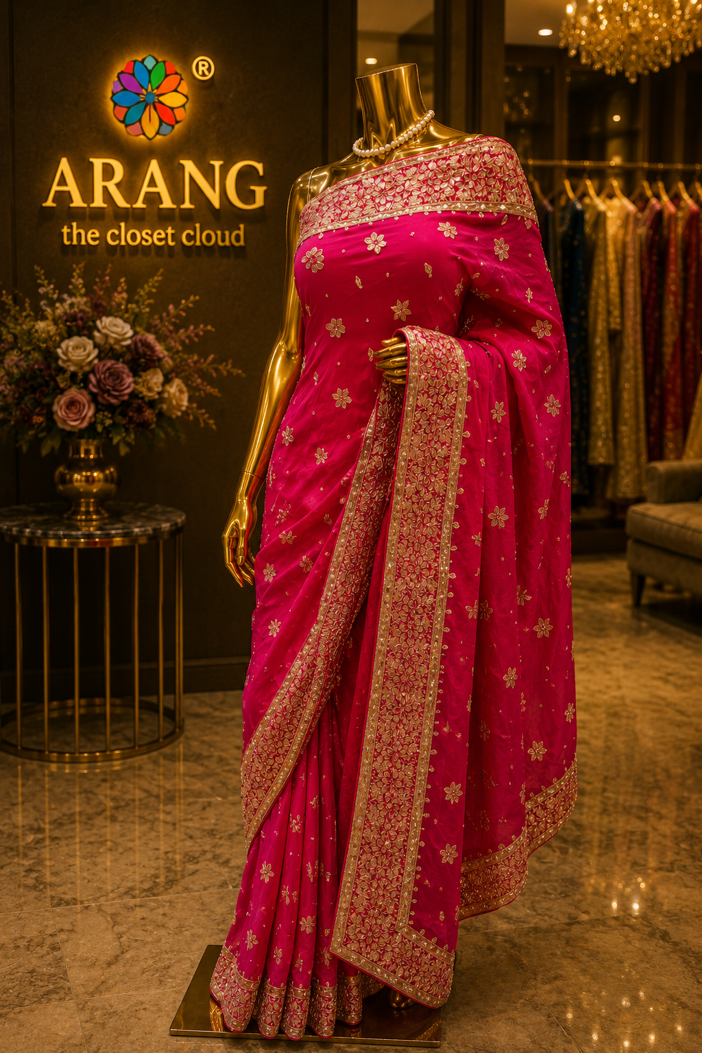 “The Fuchsia Pink" Premium Handcrafted Designer Saree
