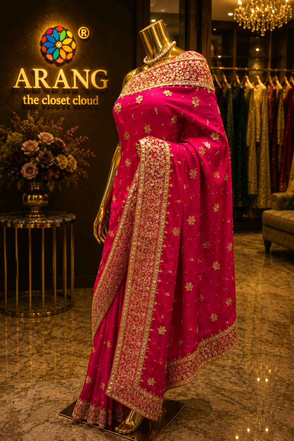 “The Fuchsia Pink" Premium Handcrafted Designer Saree
