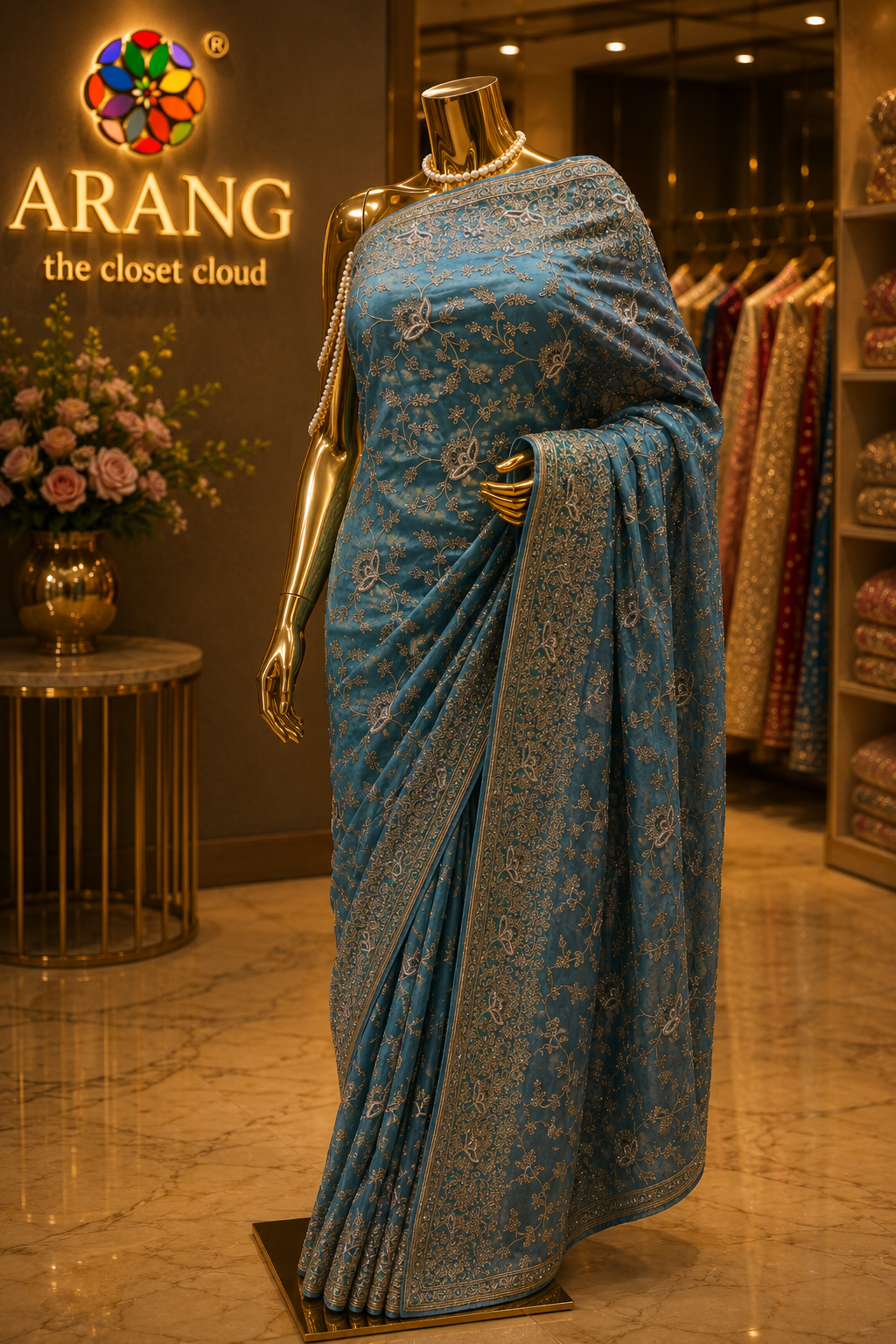 “The Turkish Blue” Premium Designer Saree