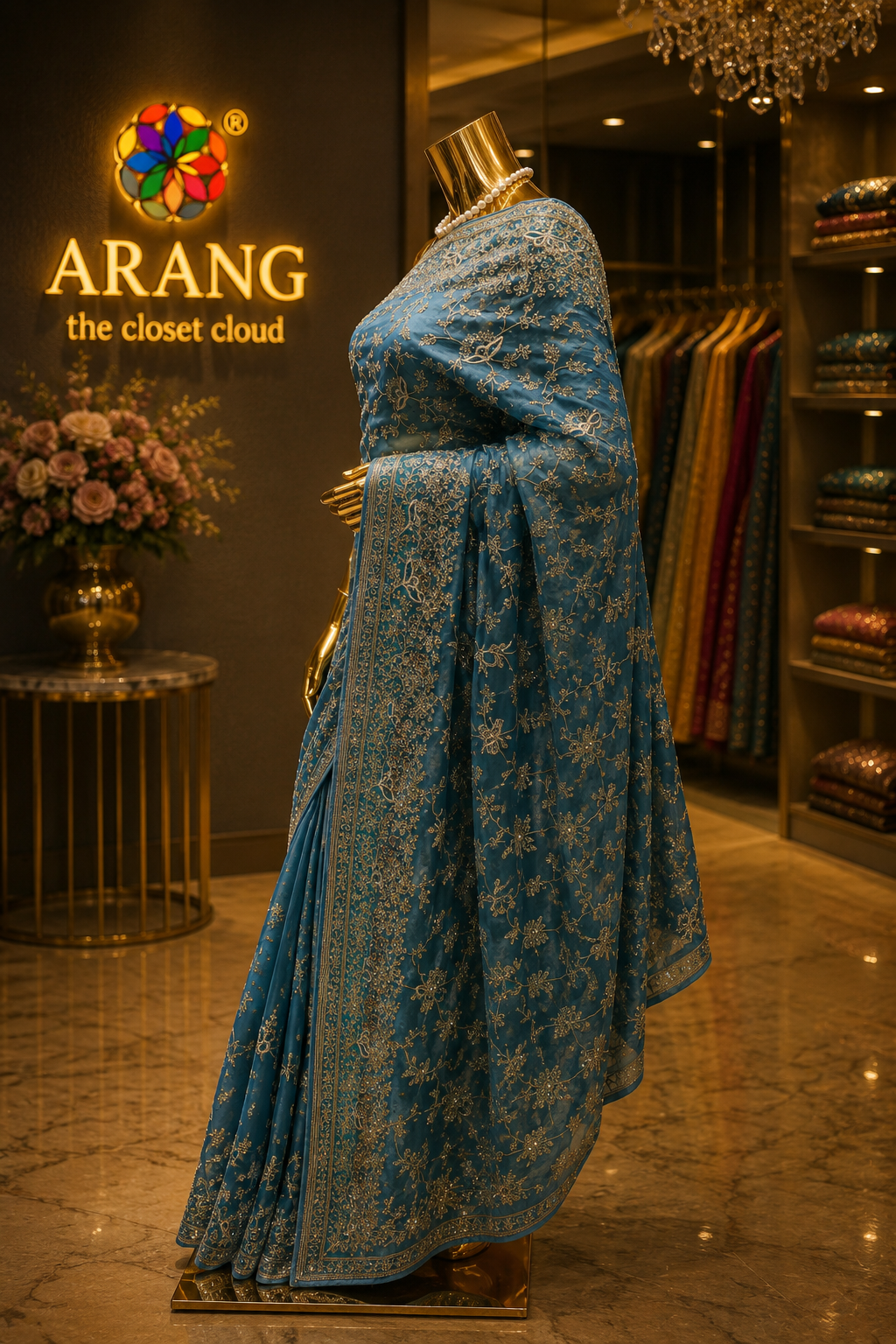 “The Turkish Blue” Premium Designer Saree