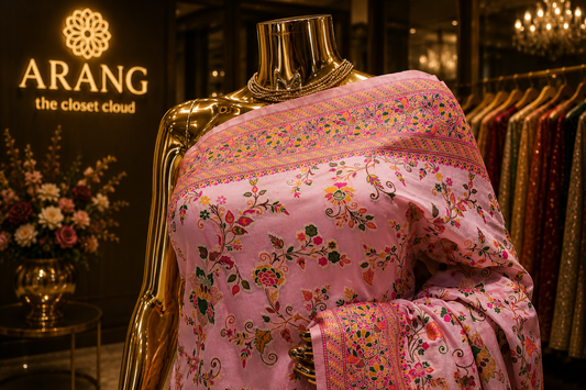 “The Elegant Candy Pink” Premium Kashmiri Pashmina Silk Saree