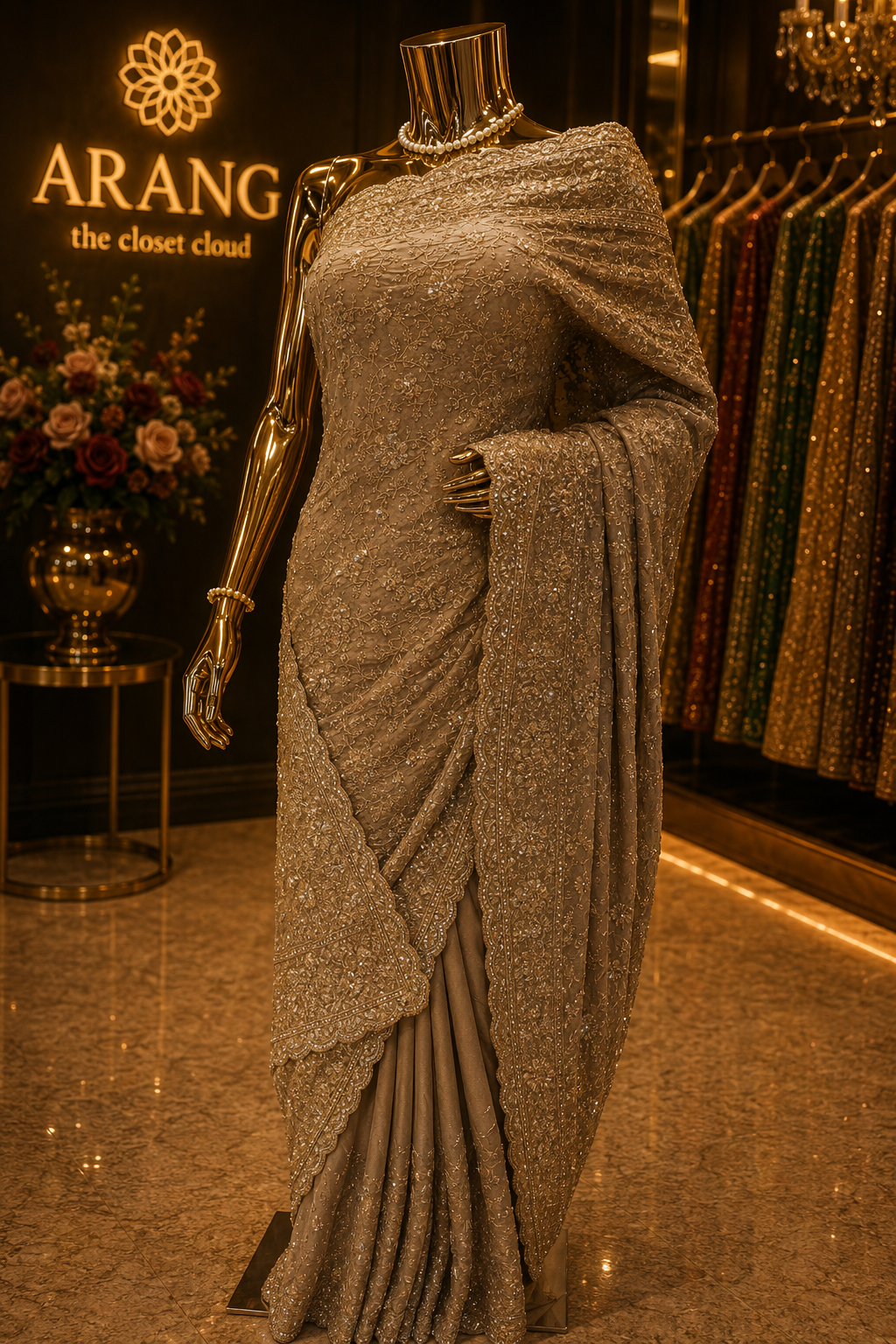 "The Golden Petals" Premium Designer Saree