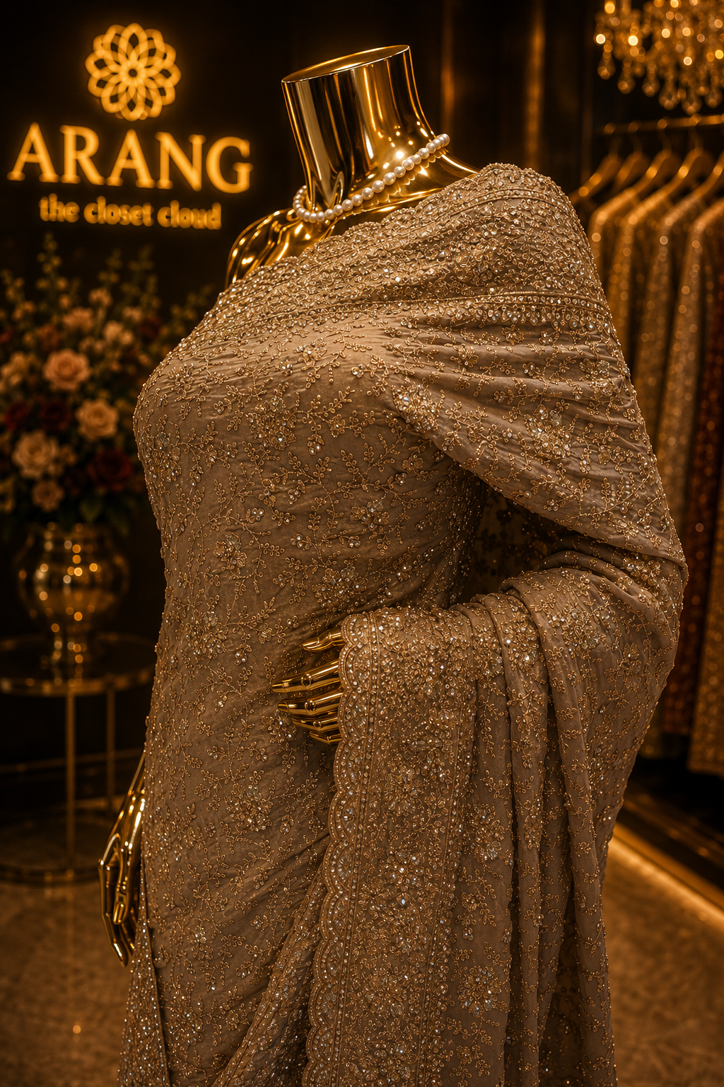 "The Golden Petals" Premium Designer Saree