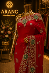 "The Persian Red" Premium Zardozi Handcrafted Saree