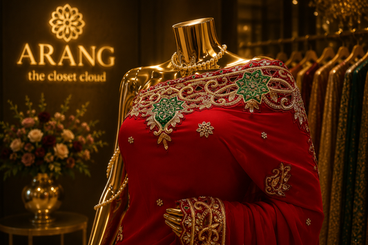 "The Persian Red" Premium Zardozi Handcrafted Saree