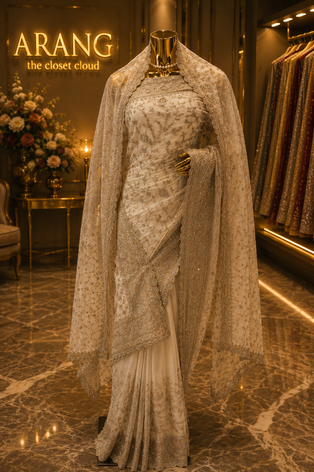 “The True White” Premium Designer Saree