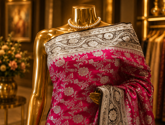"The Rani Pink" Premium Banarasi Silk Saree