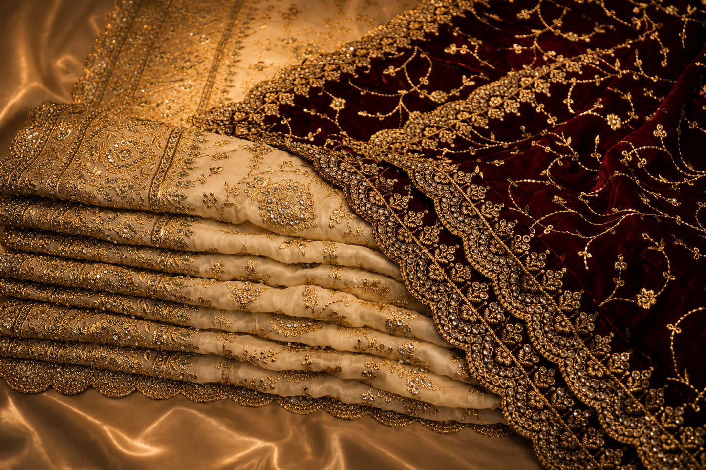 “The True White Duet” Premium Designer Saree With Veil
