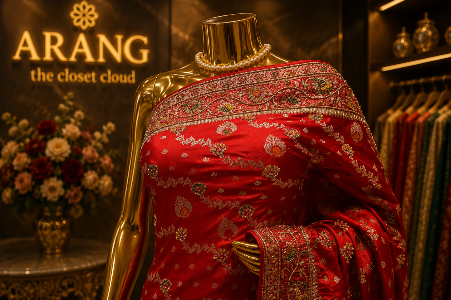 "The Vermillion Red" Premium Banarasi Silk Saree