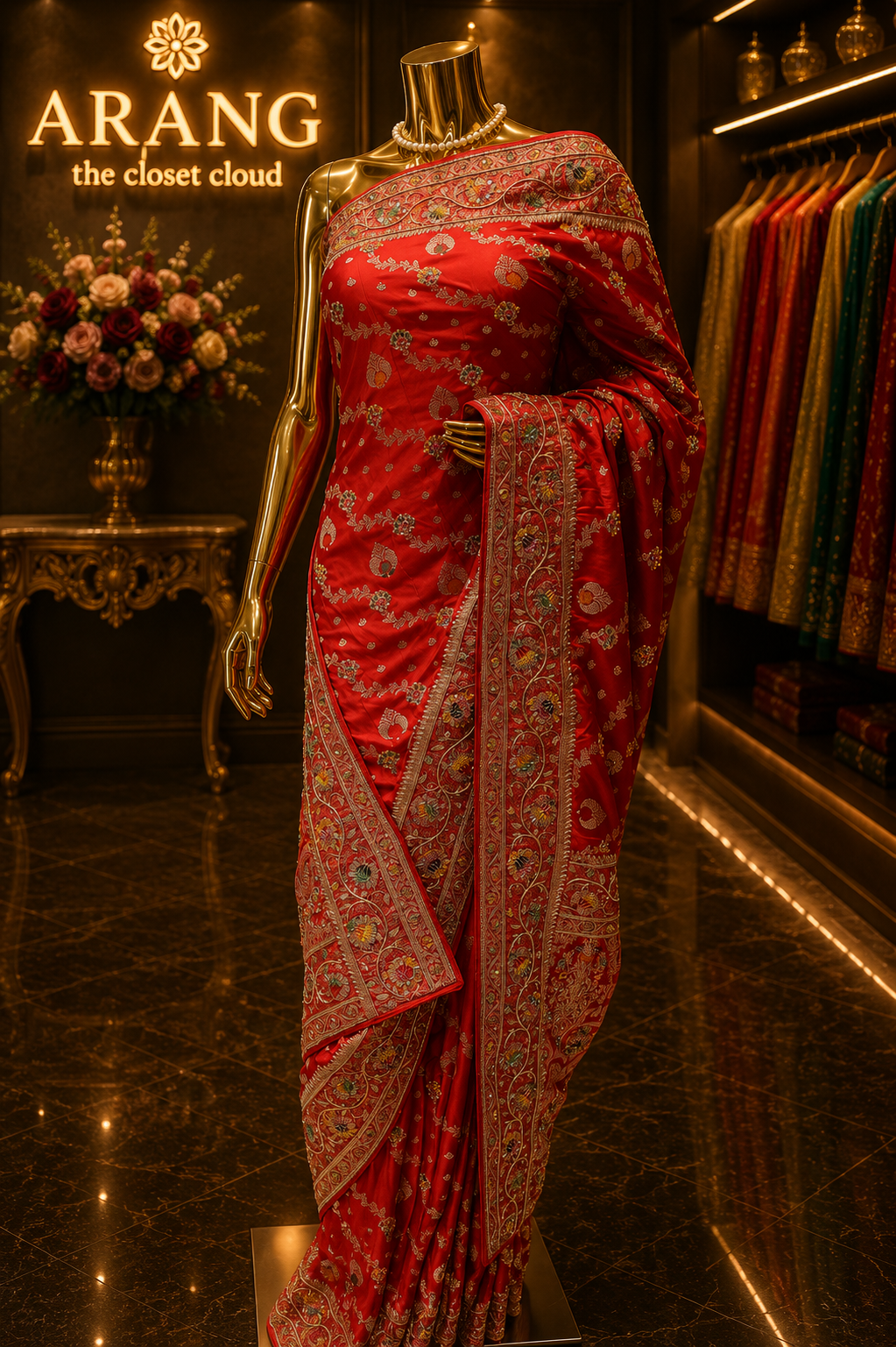 "The Vermillion Red" Premium Banarasi Silk Saree