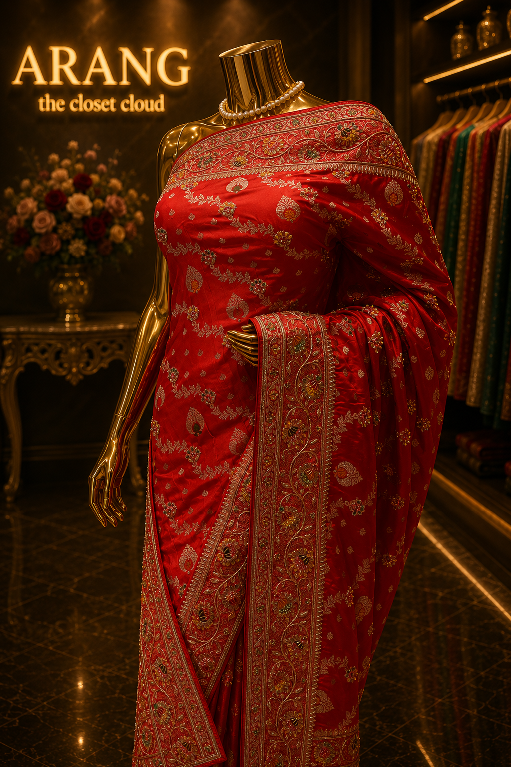 "The Vermillion Red" Premium Banarasi Silk Saree