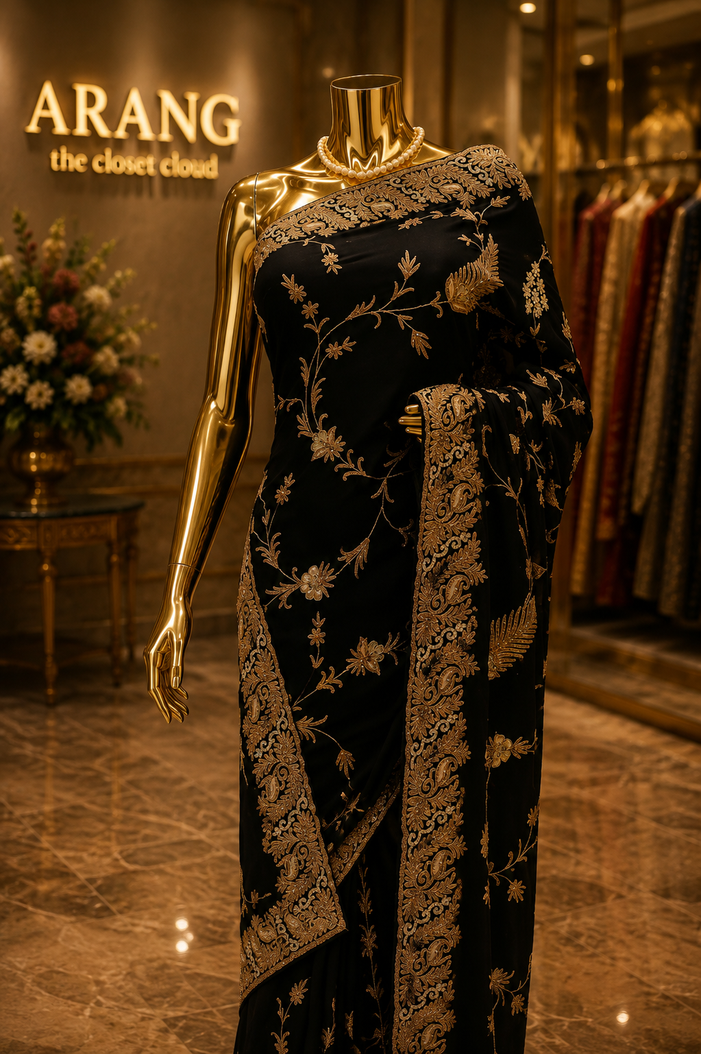 "The Asphalt Black" Premium Handcrafted Saree