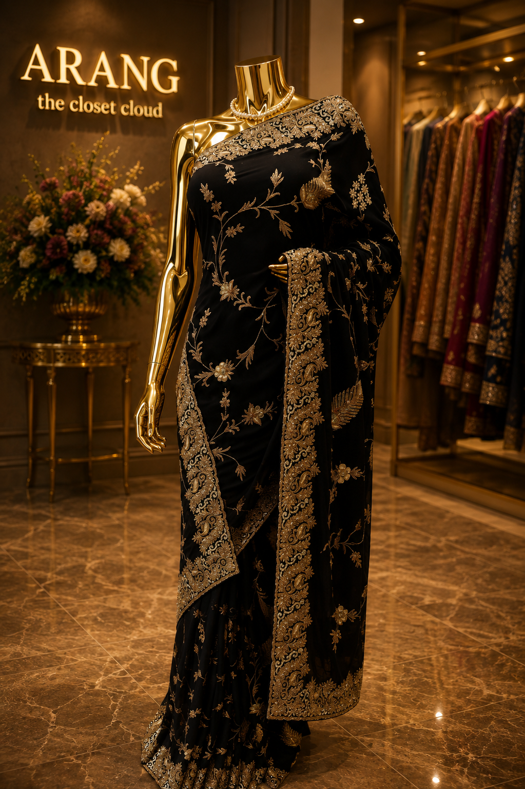 "The Asphalt Black" Premium Handcrafted Saree