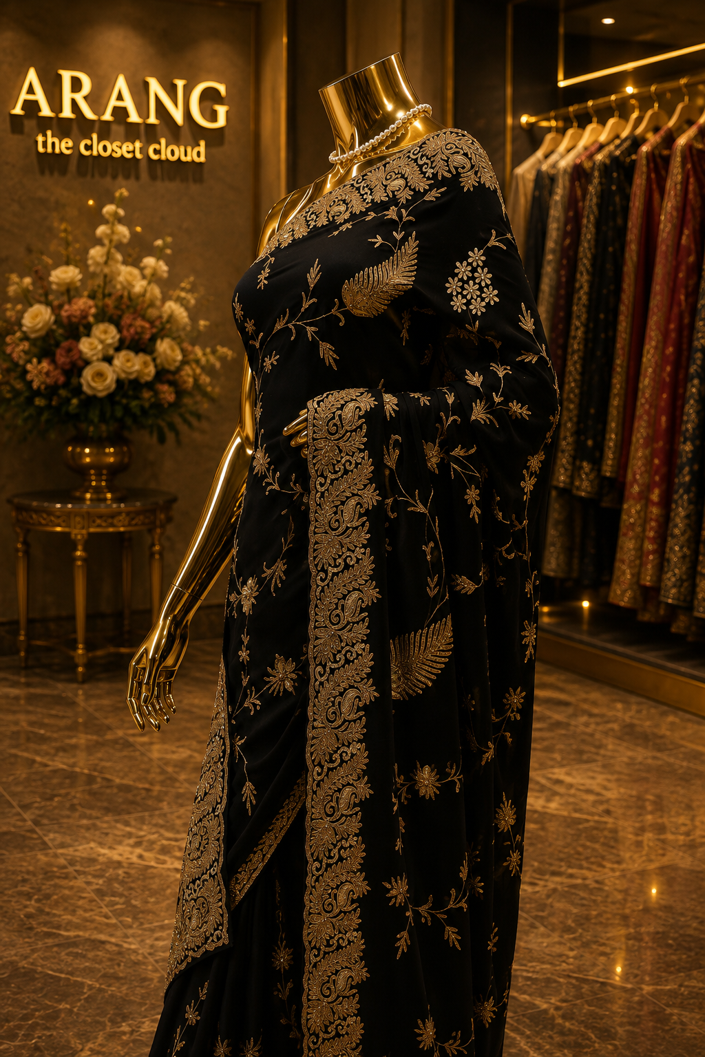 "The Asphalt Black" Premium Handcrafted Saree