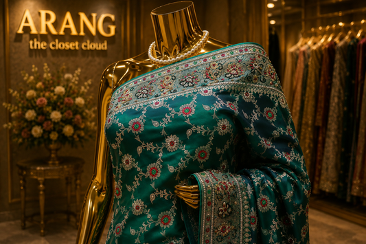 "The Peacock Green" Premium Banarasi Silk Saree