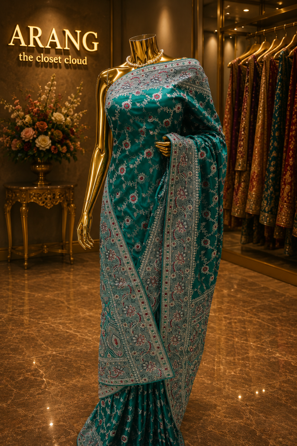 "The Peacock Green" Premium Banarasi Silk Saree