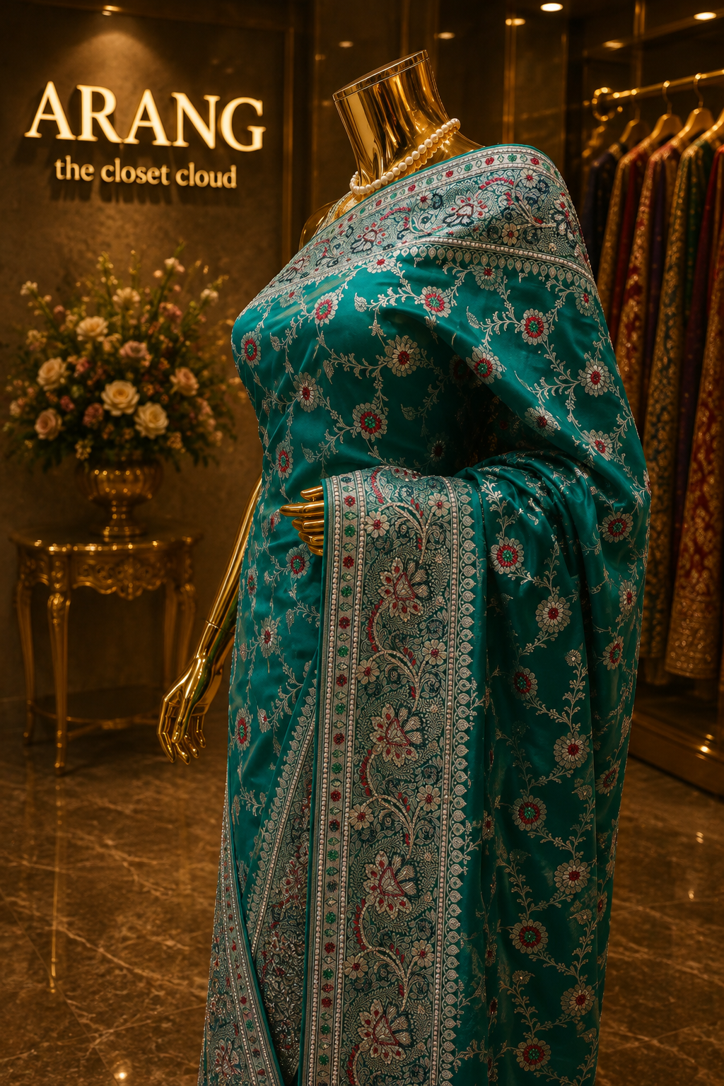 "The Peacock Green" Premium Banarasi Silk Saree