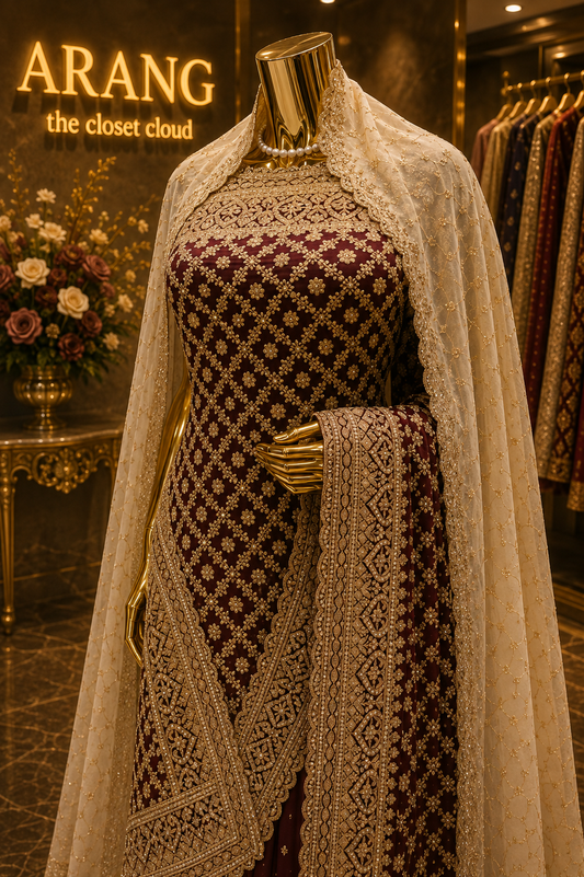 “The Wine Splash” Vol 3 Premium Designer Saree with Veil