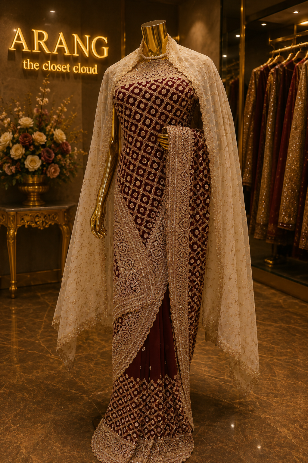 “The Wine Splash” Vol 3 Premium Designer Saree with Veil