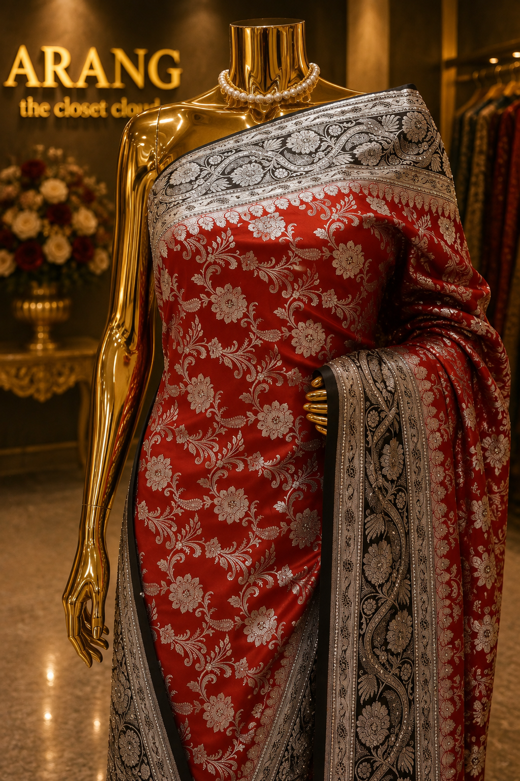 "The Red & Black Duet" Premium Banarasi Silk Saree