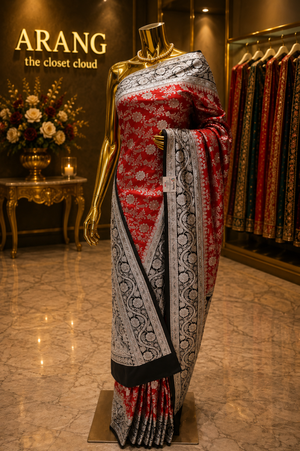 "The Red & Black Duet" Premium Banarasi Silk Saree