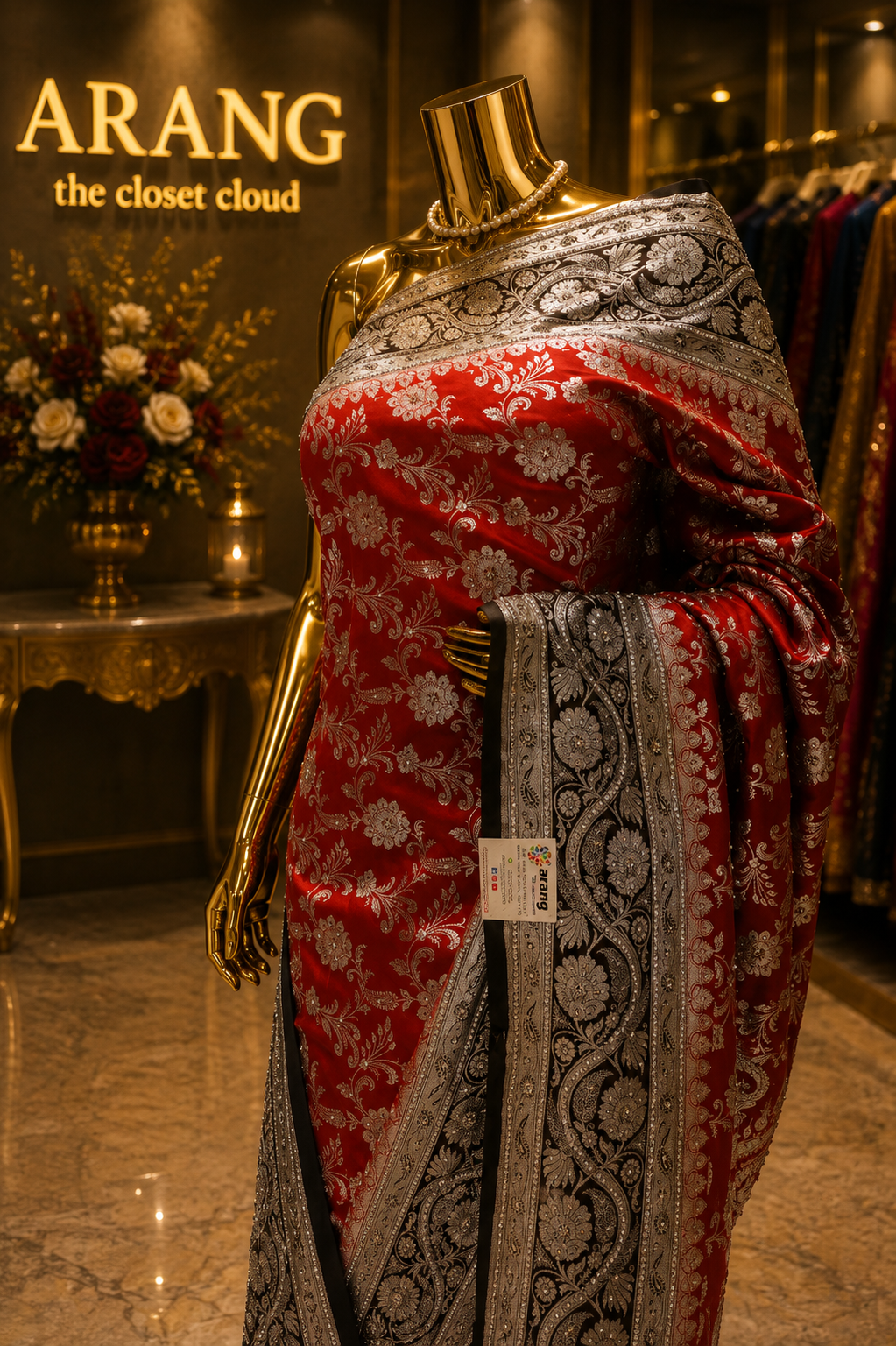 "The Red & Black Duet" Premium Banarasi Silk Saree