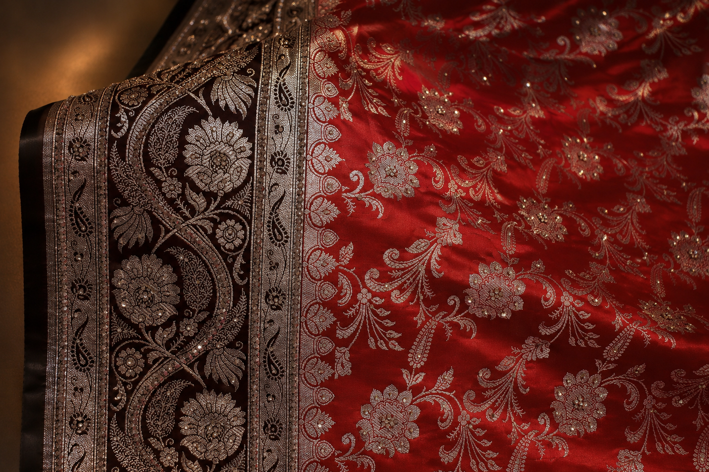 "The Red & Black Duet" Premium Banarasi Silk Saree