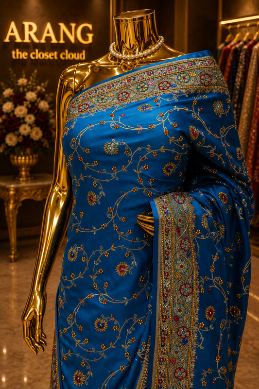 "The Royal Peacock Blue" Banarasi Silk Saree