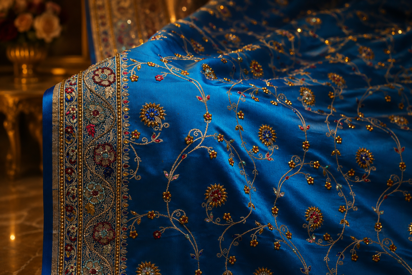 "The Royal Peacock Blue" Banarasi Silk Saree