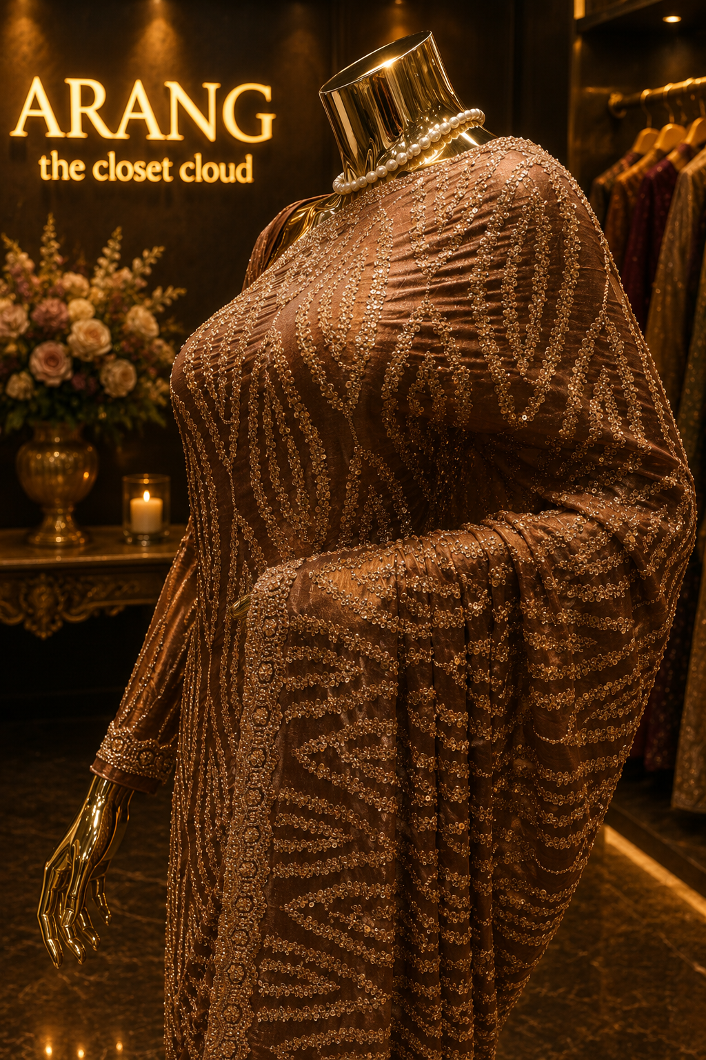 “The Metallic Copper” Premium Designer Saree