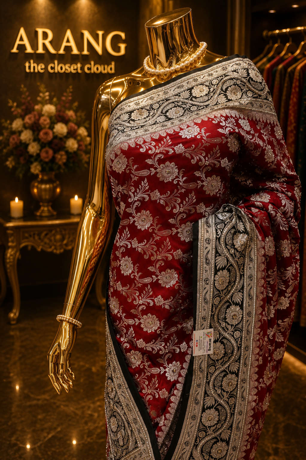 "The Maroon & Black Duet" Premium Banarasi Silk Saree