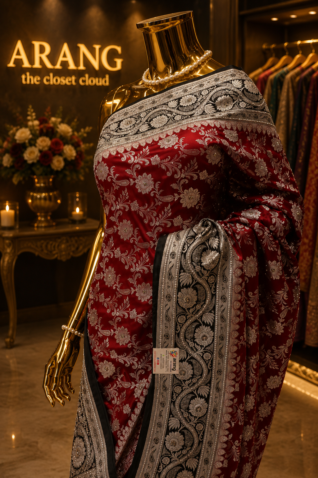 "The Maroon & Black Duet" Premium Banarasi Silk Saree