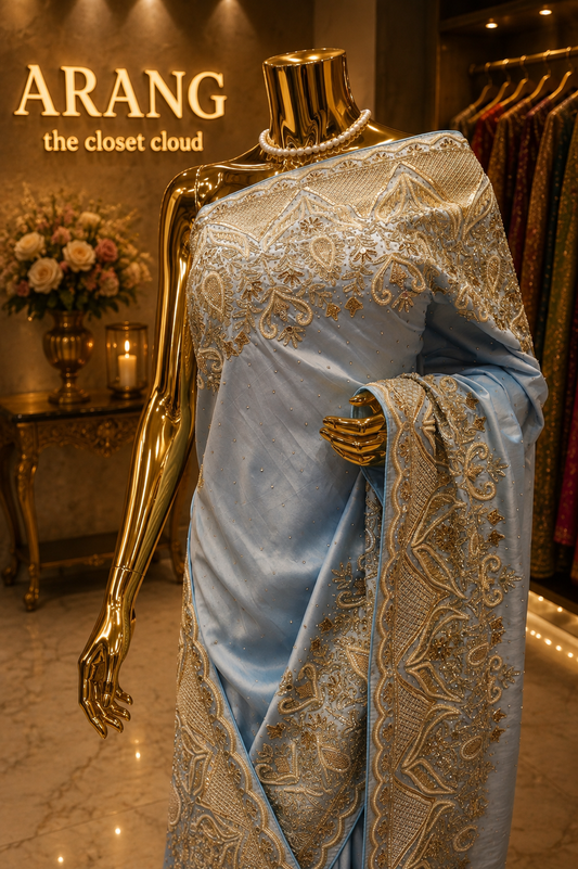 "The Turkish Blue" Premium Handcrafted Saree
