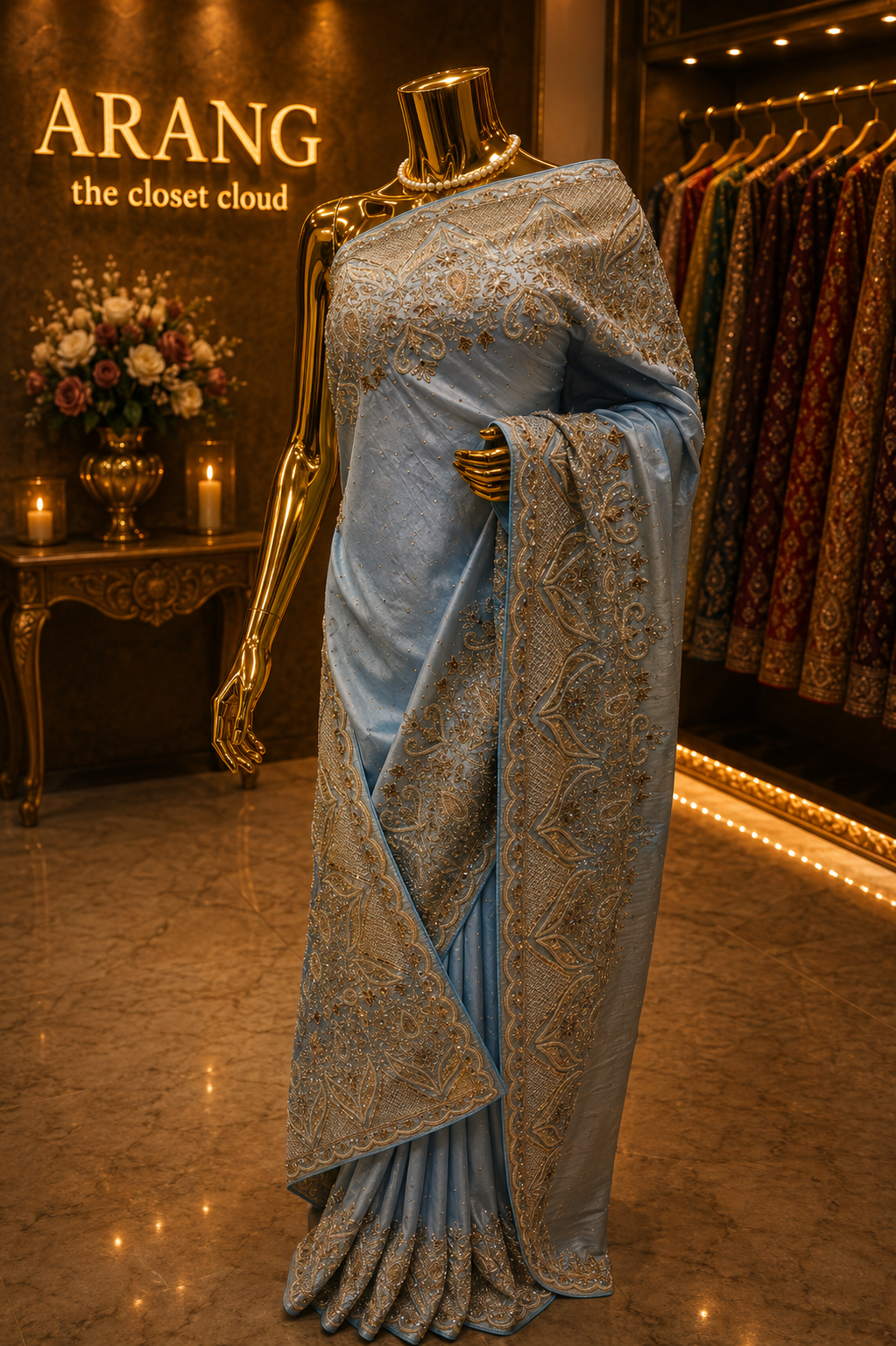"The Turkish Blue" Premium Handcrafted Saree