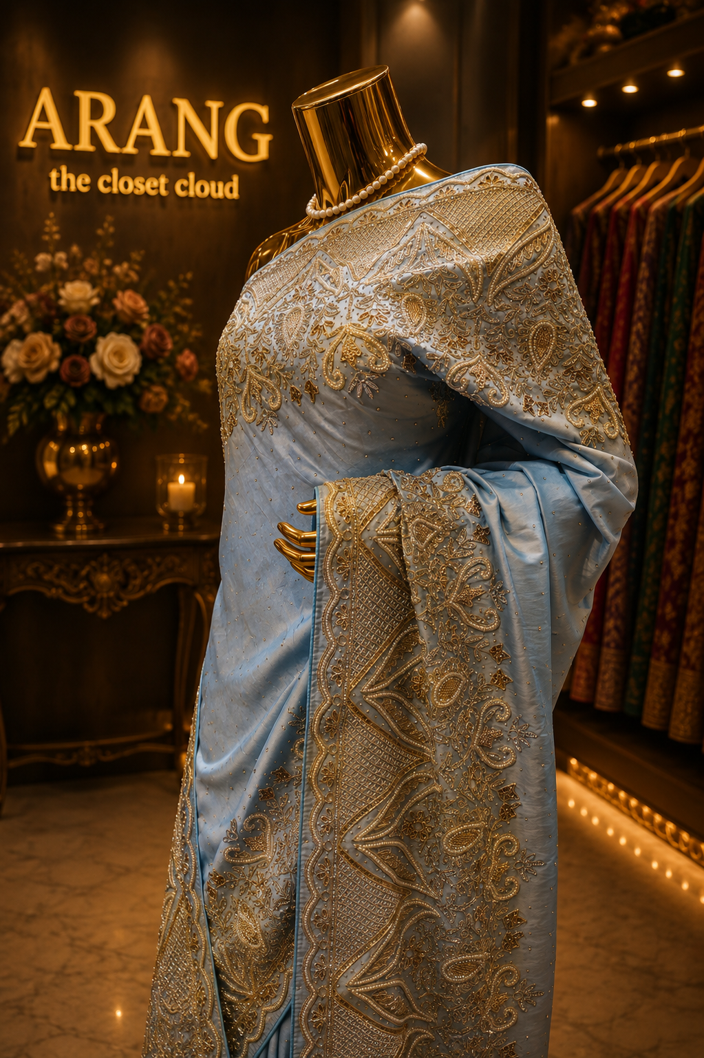 "The Turkish Blue" Premium Handcrafted Saree