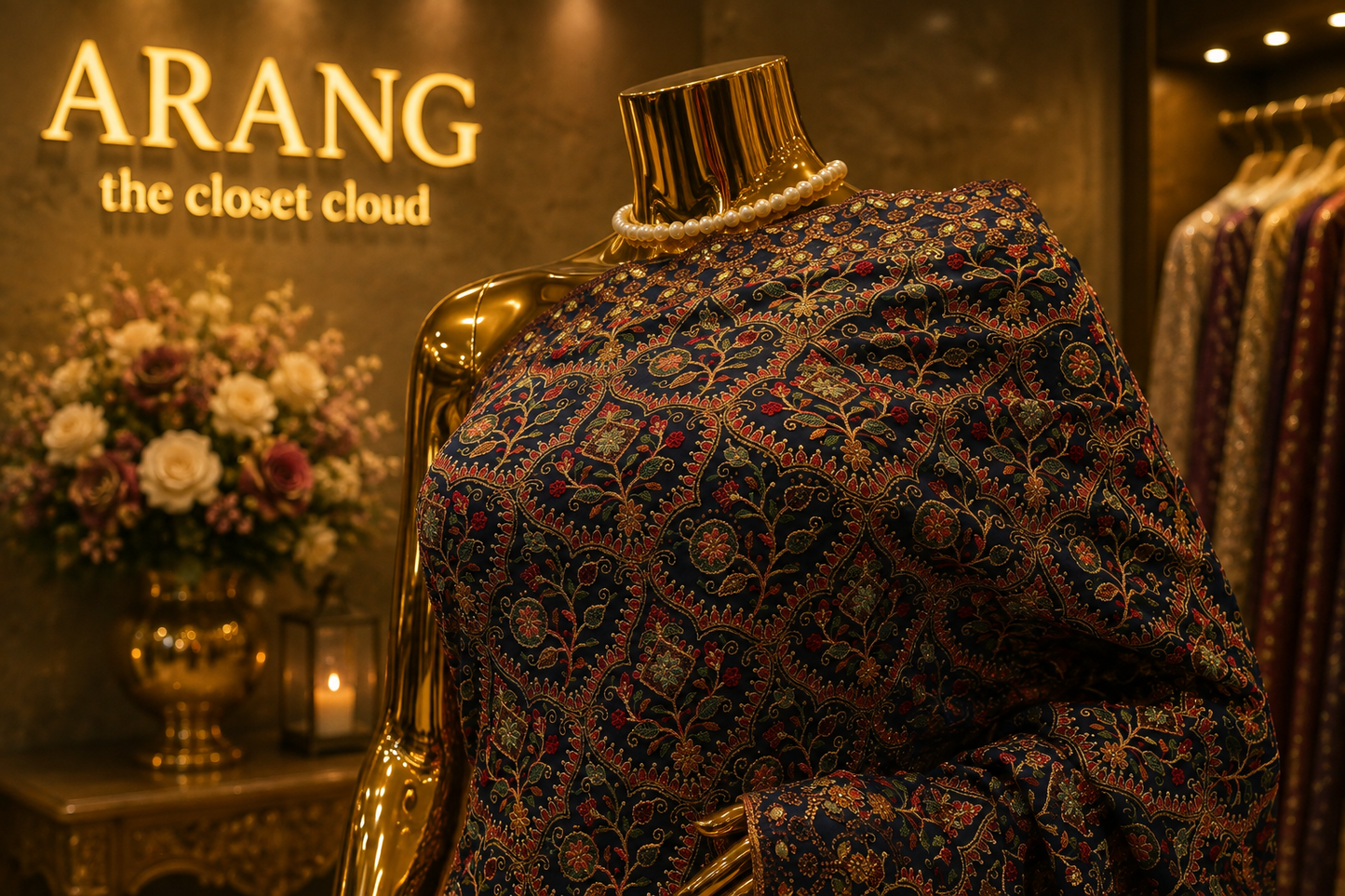 "The Teal Blue" Kashmiri Designer Georgette Saree