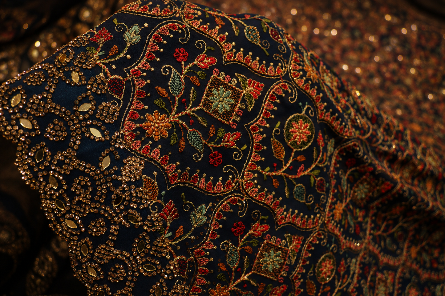 "The Teal Blue" Kashmiri Designer Georgette Saree