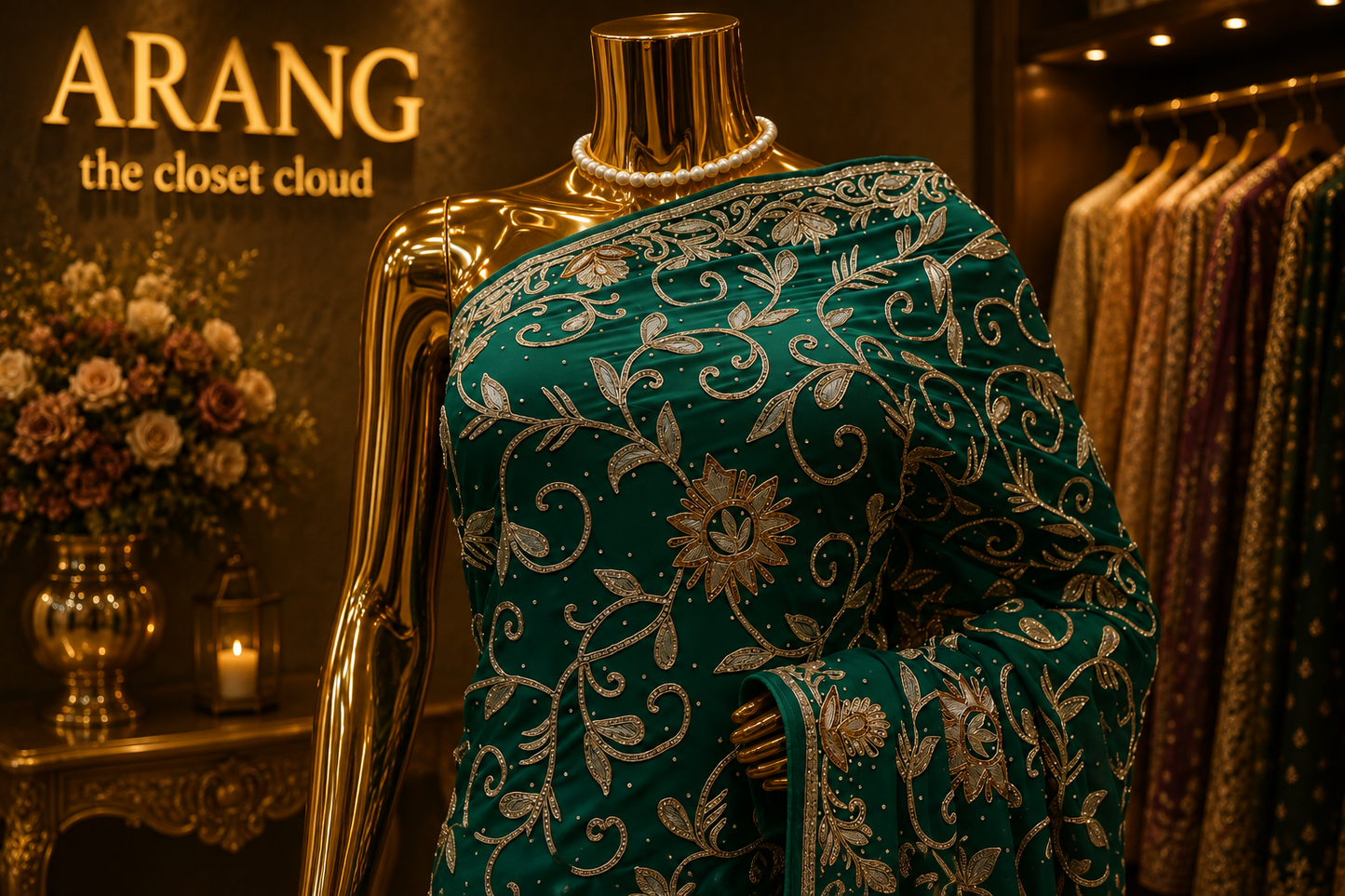 "The Peacock Green" Premium Handcrafted Saree