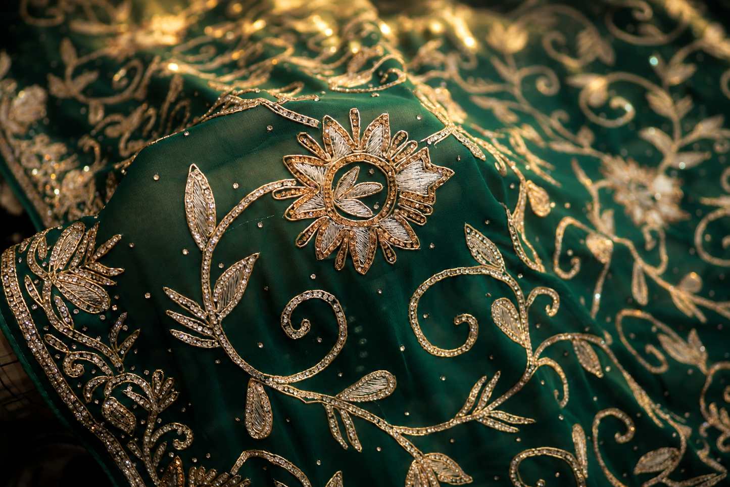 "The Peacock Green" Premium Handcrafted Saree