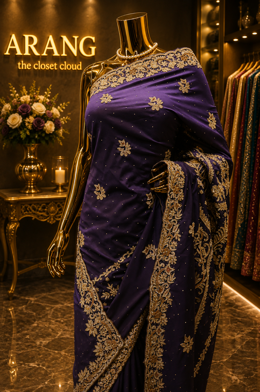 "The Navy Blue" Exclusive Designer Handcrafted Saree