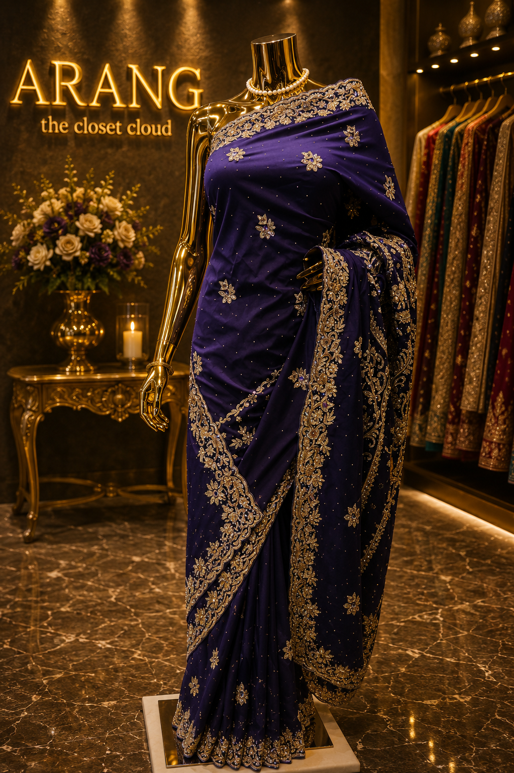 "The Navy Blue" Exclusive Designer Handcrafted Saree