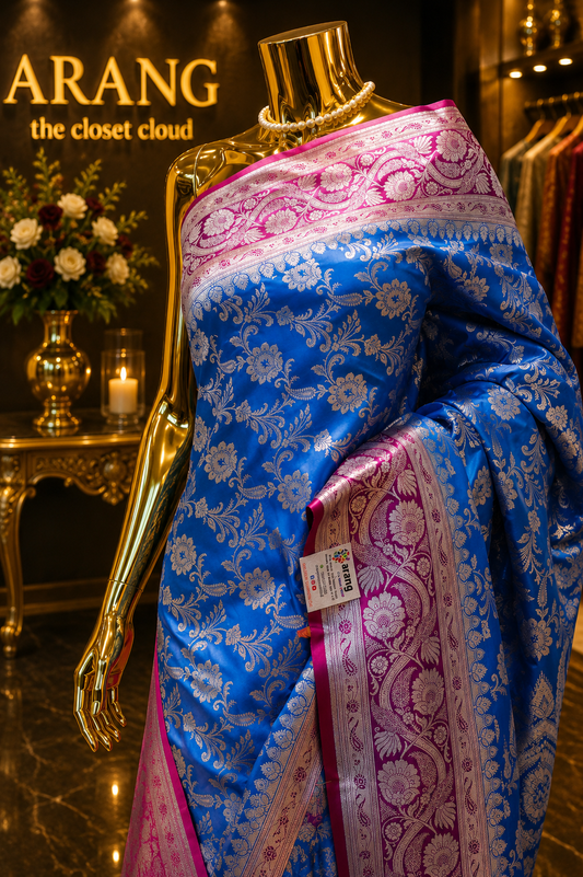 "The Ferozi & Pink Duet" Premium Banarasi Silk Saree