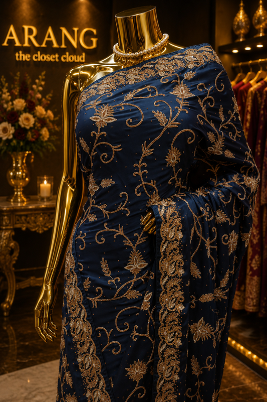 “The Royal Midnight Blue” Premium Handcrafted Saree